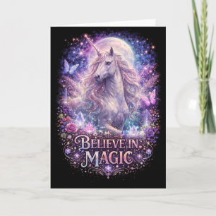 Cartes Pour Fêtes Annuelles Rêves de licorne au clair de lune