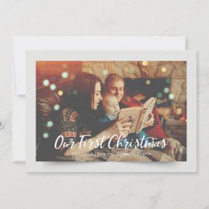 Cartes Pour Fêtes Annuelles Revêtement de neige de la photo familiale Salut