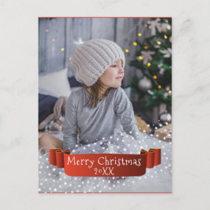 Cartes Pour Fêtes Annuelles Revêtement moderne Joyeux Noël Photo Ruban