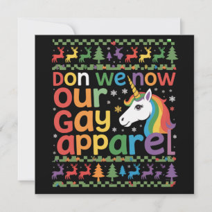 Cartes Pour Fêtes Annuelles Revêtons maintenant notre tenue gay licorne Noël g