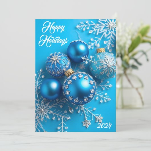 Cartes Pour Fêtes Annuelles Rhinestone Bleu Orné Simplement (Debout devant)