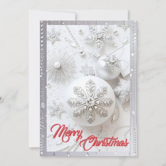 Cartes Pour Fêtes Annuelles Rhinestones blancs ornés simplement enflés Noël (Devant)