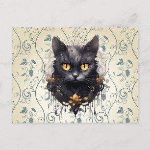 Cartes Pour Fêtes Annuelles Rhinestones de Chat Noir Raisins Feuille Halloween