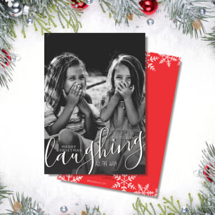 Cartes Pour Fêtes Annuelles Riant tout le long Flocons de neige Noël rouge