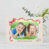 Cartes Pour Fêtes Annuelles Ribbon noir noir blanc blanc 3 Photos Noël (Debout devant)