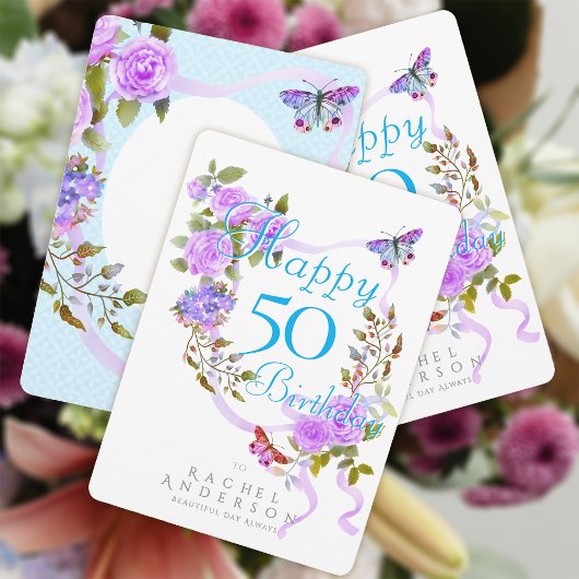 Cartes Pour Fêtes Annuelles Ribbon Rose violet Anniversaire