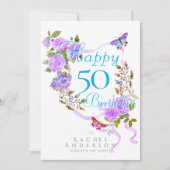 Cartes Pour Fêtes Annuelles Ribbon Rose violet Anniversaire (Devant)