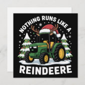 Cartes Pour Fêtes Annuelles Rien ne vaut un tracteur de Noël à renne (Devant / Derrière)
