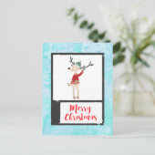 Cartes Pour Fêtes Annuelles Rindeer De Noël Dans Un Gros Chaud (Debout devant)