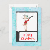 Cartes Pour Fêtes Annuelles Rindeer De Noël Dans Un Gros Chaud (Devant / Derrière)