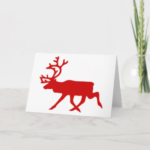 Cartes Pour Fêtes Annuelles Rindeer rouge / Silhouette caribou