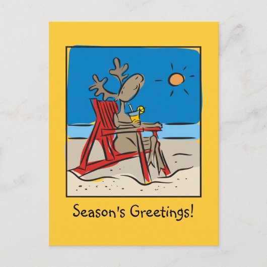 Cartes Pour Fêtes Annuelles Rindeer sur la plage (Devant)