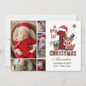 Cartes Pour Fêtes Annuelles Rinder Plaid 5 Photo Premier Noël (Devant)