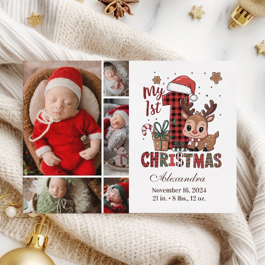 Cartes Pour Fêtes Annuelles Rinder Plaid 5 Photo Premier Noël