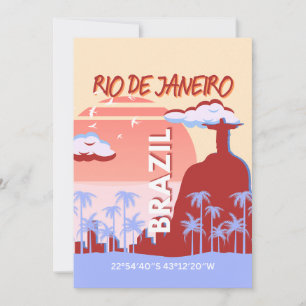 Cartes Pour Fêtes Annuelles Rio de Janeiro Brésil Travel Art Retro Poster