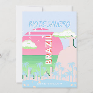 Cartes Pour Fêtes Annuelles Rio de Janeiro Brésil Voyage Art Blue Illustration