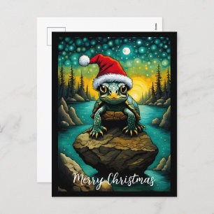 Cartes Pour Fêtes Annuelles River Rock Cute Baby Turtle Noël
