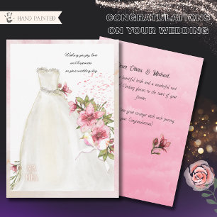 Cartes Pour Fêtes Annuelles Robe de mariée élégante à l'aquarelle Félicitation