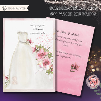 Cartes Pour Fêtes Annuelles Robe de mariée élégante à l'aquarelle Félicitation