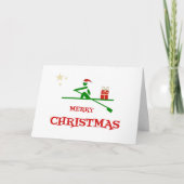 Cartes Pour Fêtes Annuelles Robe de Noël apportant un cadeau (Devant)