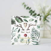 Cartes Pour Fêtes Annuelles Robe Rustique Vert Folithe Magnolia (Debout devant)
