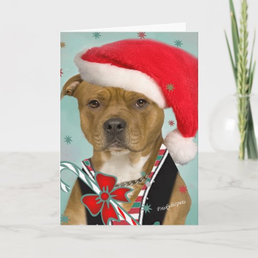 Cartes Pour Fêtes Annuelles Robes Pitbull pour Père Noël (Devant)
