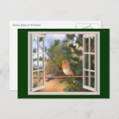 Cartes Pour Fêtes Annuelles Robin Bird à Window (Devant / Derrière)