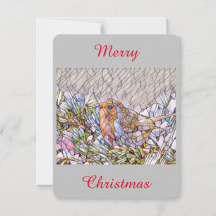 Cartes Pour Fêtes Annuelles Robin en vitrail.