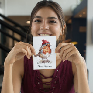 Cartes Pour Fêtes Annuelles Robin rouge de Noël personnalisable