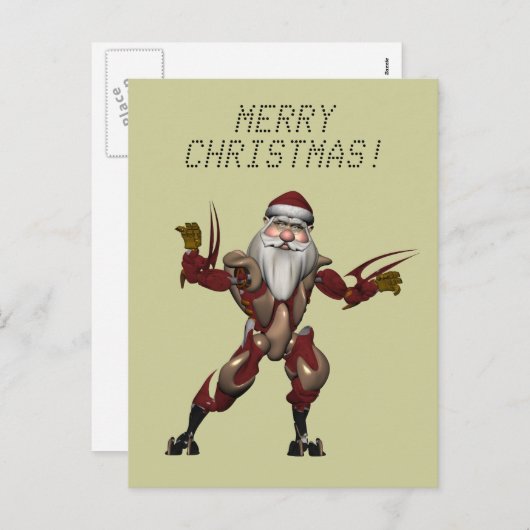 Cartes Pour Fêtes Annuelles Robo Père Noël (Devant / Derrière)