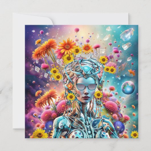 Cartes Pour Fêtes Annuelles Robot biologique (Devant)