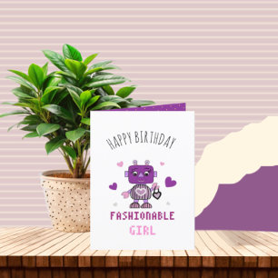 Cartes Pour Fêtes Annuelles Robot fille à la mode