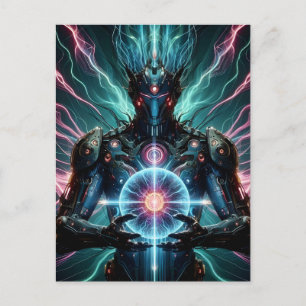 Cartes Pour Fêtes Annuelles Robot Futuriste Noyau Cosmique Cyberpunk