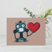 Cartes Pour Fêtes Annuelles Robot mignon Valentine Heart Balloon (Debout devant)
