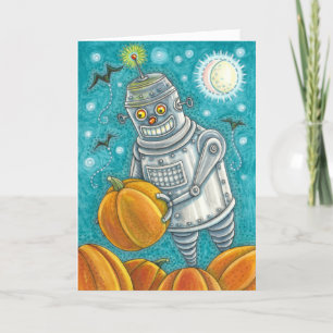 CARTES POUR FÊTES ANNUELLES ROBOT PICER CITROUILLES, HALLOWEEN HOMME MÉCANIQUE