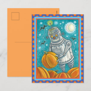 CARTES POUR FÊTES ANNUELLES ROBOT PICER CITROUILLES, HALLOWEEN HOMME MÉCANIQUE
