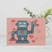 Cartes Pour Fêtes Annuelles Robot Valentine Cœurs Note d'amour (Debout devant)
