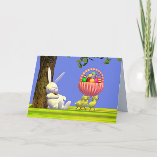 Cartes Pour Fêtes Annuelles Robots de lapin de Pâques (Devant)