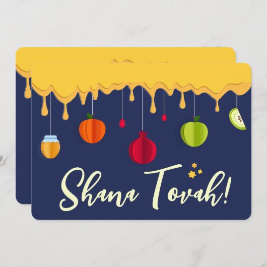 Cartes Pour Fêtes Annuelles Roch Hachana Bonne Année Script Nouvel An Juif (Devant / Derrière)