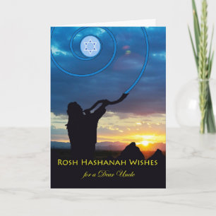 Cartes Pour Fêtes Annuelles Roch Hachana pour l'oncle, corne de shofar et ciel