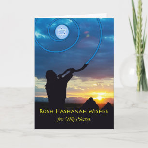Cartes Pour Fêtes Annuelles Roch Hachana pour une sœur, corne de shofar et cie
