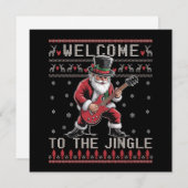 Cartes Pour Fêtes Annuelles Rock n Roll Noël Rocker Santa Ugly Christmas  (Devant / Derrière)