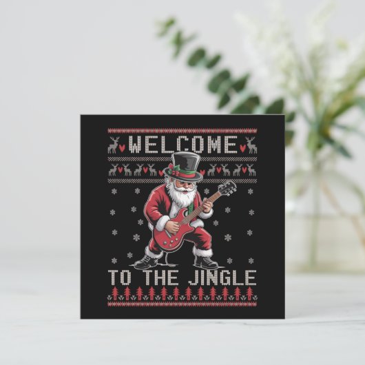 Cartes Pour Fêtes Annuelles Rock n Roll Noël Rocker Santa Ugly Christmas  (Debout devant)