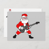 Cartes Pour Fêtes Annuelles Rock N Roll Santa Claus (Devant / Derrière)
