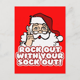 Cartes Pour Fêtes Annuelles Rock Out Avec Votre Sock Out Père Noël