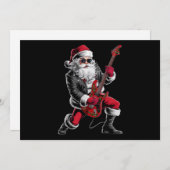 Cartes Pour Fêtes Annuelles Rock & Roll Noël Santa Claus Guitare Player (Devant / Derrière)
