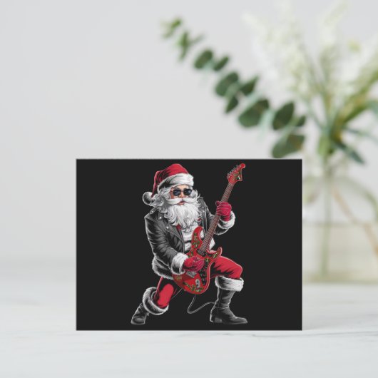 Cartes Pour Fêtes Annuelles Rock & Roll Noël Santa Claus Guitare Player (Debout devant)