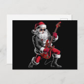 Cartes Pour Fêtes Annuelles Rock & Roll Noël Santa Claus Guitare Player (Devant / Derrière)