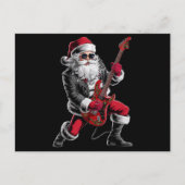 Cartes Pour Fêtes Annuelles Rock & Roll Noël Santa Claus Guitare Player (Devant)