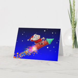 Cartes Pour Fêtes Annuelles Rocket Père Noël 02